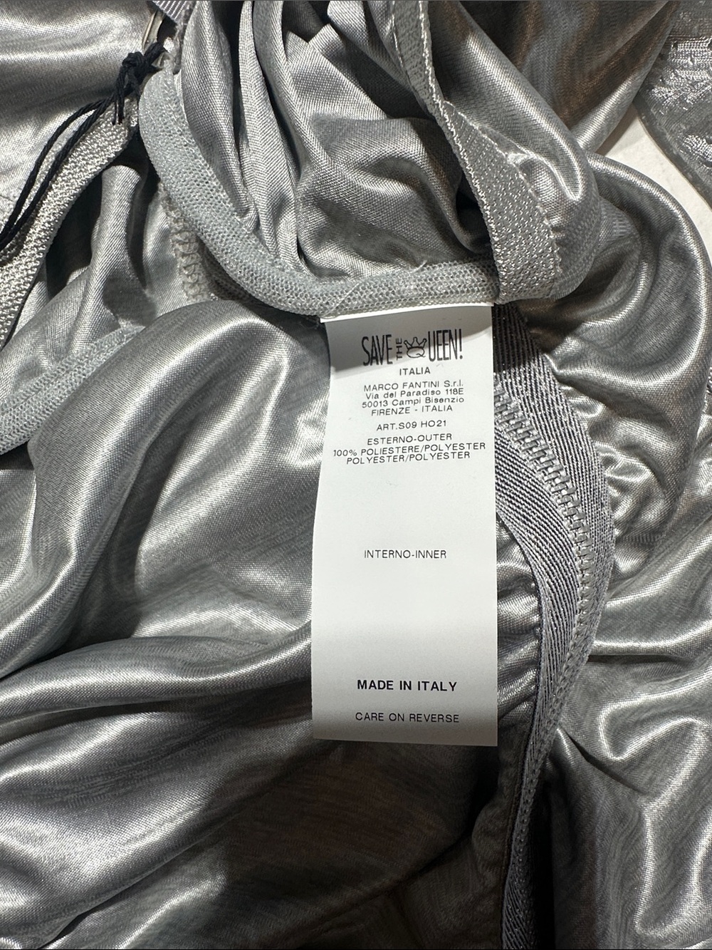 NWT Save the Queen Silver Ruched Zip-Front light zip up made in Italy couture - Picture 11 of 12